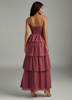 Azazie Kaiden Robes de demoiselle d'honneur Robe Trapèze en Mousseline de soie Encolure en Forme de Cœur Merlot image2