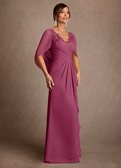 Azazie Santa Clara Mother of the Bride Dresses Mulberry A-Line Lace Dress image3