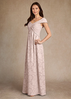 Azazie Myrtle Mother of the Bride Dresses Blushing Pink A-Line Pleated Floral Burnout Dress image2