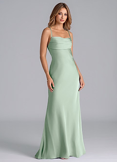 Azazie Seema Bridesmaid Dresses Agave Mermaid Corset Stretch Satin Dress image1