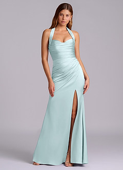 Azazie Destiny Robes de demoiselle d'honneur Robe Sirène en Satin extensible Encolure en Forme de Cœur Verre De Mer image7