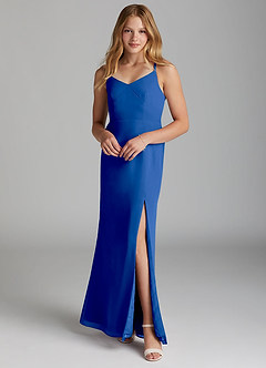 Azazie Becca Junior Royal Blue Mermaid Chiffon Dress image1