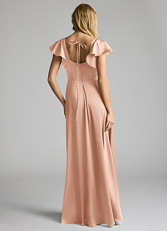 Azazie Bondi Bridesmaid Dresses Rose Gold A-Line Bow Stretch Satin Dress image4