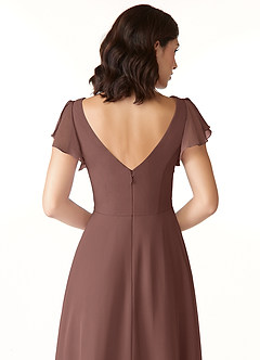 Azazie Omari Bridesmaid Dresses Espresso A-Line Chiffon Dress image6