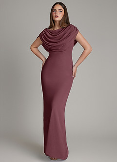 Azazie Hadley Bridesmaid Dresses Sangria Mermaid Pleated Chiffon Dress image10