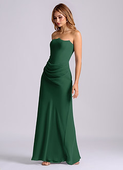 Azazie Debby Bridesmaid Dresses Dark Green Mermaid Strapless Chiffon Dress image3