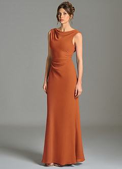 Azazie Kieryn Bridesmaid Dresses Cinnamon Mermaid Pleated Chiffon Dress image3