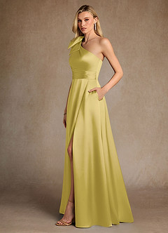 Azazie Easton Kleider für die Brautmutter A-Linie One-Shoulder Stretch-Satin Kleid Kanarienvogel image2