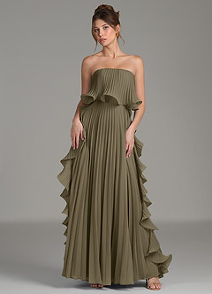 Azazie Alexia Bridesmaid Dresses Willow Green A-Line Ruched Chiffon Dress image1