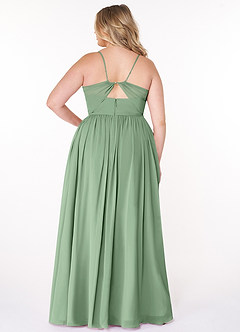Azazie Cora Vestidos de damas de honor Vestido de Matcha de Gasa de Corte en A con Plisado image7