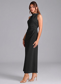 Azazie Evadne 신부 들러리 드레스 쉬스 주름진 쉬폰 발목 길이 드레스 image4