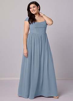 Barbie ♥ Azazie Bridesmaid Dresses Dusty Blue A-Line Corset Chiffon Dress image11