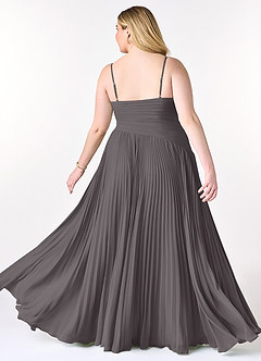 Azazie Vini Bridesmaid Dresses Steel Grey A-Line V-Neck Pleated Chiffon Dress image9