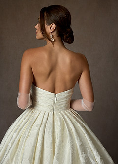 Azazie Celestia Wedding Dresses Antique White Ball-Gown Strapless Floral Jacquard Dress image6