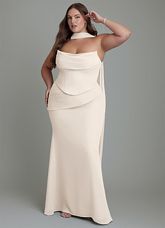 Azazie Sorrel Abiti da Damigella Abito Sirena in Chiffon Corsetto Alabastro Bianco image12