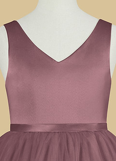 Azazie Marybell Flower Girl Dresses Vintage Mauve A-Line Bow Tulle Dress image8