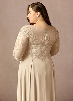 Azazie Marge Mother of the Bride Dresses Champagne A-Line Scoop Lace Chiffon Dress image7