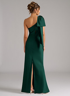 Azazie Capri Bridesmaid Dresses Emerald Mermaid One Shoulder Stretch Satin Dress image2