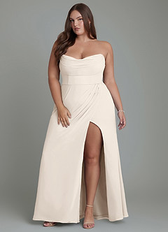Azazie Johana Bridesmaid Dresses White Alabaster Mermaid Off the Shoulder Chiffon Convertible Dress image9