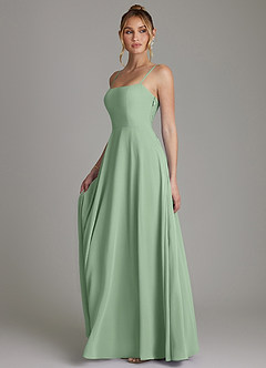 Azazie Elita Vente finale Robe Trapèze en Mousseline de soie Plissée Matcha image5