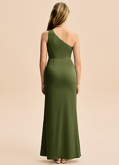 Azazie Akilah Junior Osłona Pofałdowany Satyna elastyczna Długość podłogi Młodsza druhna Sukienka image6