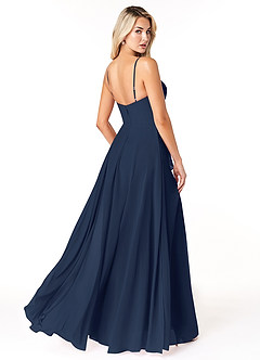 Azazie Emerald Brautjungfernkleider A-Linie Gekräuselt Chiffon Kleid Dunkelmarine image3