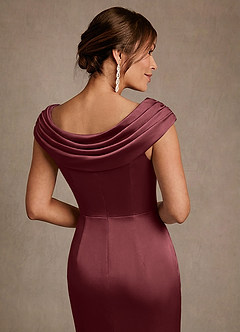 Azazie Irvine Abiti per la Madre della Sposa Abito A-Line in Raso Elasticizzato Plissettato Merlot image6