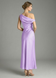 Azazie Emerson Bridesmaid Dresses Lilac Mermaid Off the Shoulder Stretch Satin Dress image6