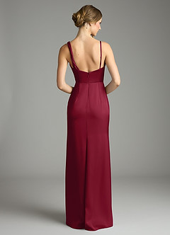 Azazie Samara Essayer des robes à la maison Robe Sirène en Satin extensible Plissée Bourgogne image2