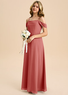 Azazie Anselie Junior Antique Rose A-Line Off the Shoulder Chiffon Dress image6