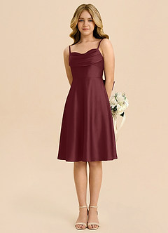 Azazie Bear Cabernet A-Line Sweetheart Neckline Stretch Satin Dress image5
