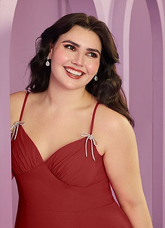 Barbie ♥ Azazie Bridesmaid Dresses Rust A-Line with Pockets Chiffon Dress image10