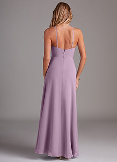 Azazie Bailey Bridesmaid Dresses Wisteria A-Line Halter Side Slit Chiffon Dress image2