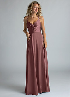 Azazie Davis Bridesmaid Dresses Vintage Mauve A-Line Pleated Stretch Satin Dress image4