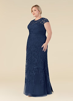 Azazie Jamila vestidos de madre de la novia Vestido de Azul Marino Oscuro de Encaje de Sirena image9