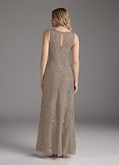 Azazie Whilhelmina Mother of the Bride Dresses Taupe Mermaid Lace Chiffon Dress image8