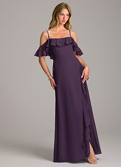 Azazie Aubrie Vente Finale Robe Trapèze en Mousseline de soie Épaule décolletée Eucalyptus image5