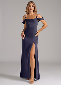 Azazie Callan Final Sale Stormy A-Line Pleated Stretch Satin Convertible Dress image3