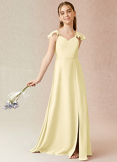 Azazie Everett Junior Linia A Szyfon Długość podłogi Młodsza druhna Sukienka image2