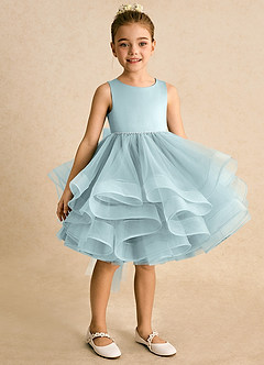 Azazie Tinie Flower Girl Dresses Mist Ball-Gown Bow Tulle Dress image2