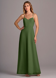 Azazie Mei Bridesmaid Dresses Olive A-Line Chiffon Dress image3