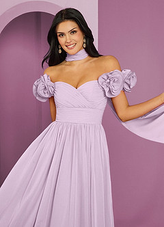 Barbie ♥ Azazie Vestidos de damas de honor Vestido de Lila Esmerilada de Gasa de Corte en A Convertible con Vestidos sin tirantes image4