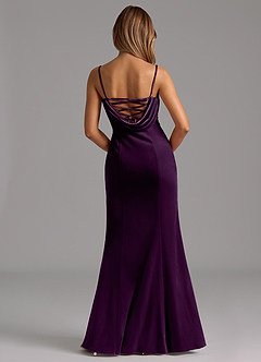 Azazie Karryn Bridesmaid Dresses Grape Mermaid Corset Velvet Dress image5
