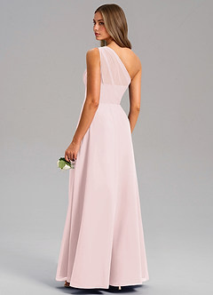 Azazie Phaedra Bridesmaid Dresses Blushing Pink A-Line One Shoulder Chiffon Dress image7