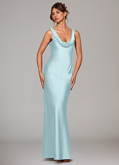 Azazie Rylina Bridesmaid Dresses Cloud Blue Mermaid Stretch Satin Dress image3
