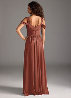 Azazie Lianne Bridesmaid Dresses Auburn A-Line Off the Shoulder Stretch Satin Dress image5