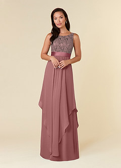 Azazie Xella Mother of the Bride Dresses Desert Rose A-Line Lace Chiffon Dress image6
