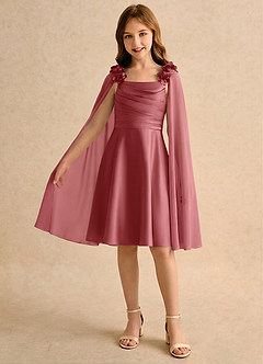 Azazie Resa Girls Formal Flower Girl Klänningar Klä A-Line i Matt satäng Plisserad image3