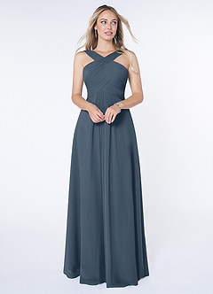 Azazie Kaleigh Bridesmaid Dresses Neptune A-Line Pleated Chiffon Dress image1