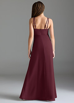 Azazie Leo Junior Cabernet Mermaid Pleated Chiffon Dress image2